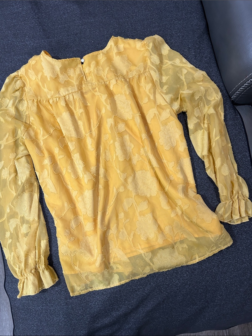 Funlingo Yellow Floral Long Sleeve Blouse size XL - Picture 7 of 8